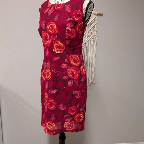 Vintage 90s Rose Patterned Sleeveless Mini Dress Size 4 - Picture 7 of 9